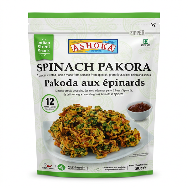 Ashoka Frozen Spinach Pakora by Ashoka Frozen — front view showing product label and branding, studio product photo on white background