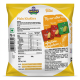 Balaji Plain Khakhra by Balaji Indian Snacks — back view showing ingredients and product details, studio product photo on white background