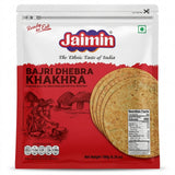 Jaimin Bajri Dhebra Khakhra by Jaimin Indian Snacks — front view showing product label and branding, studio product photo on white background
