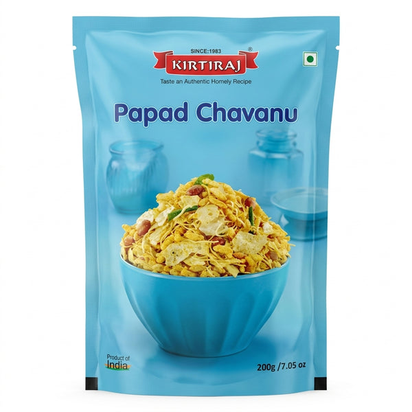 Kirtiraj Papad Chanvanu by Kirtiraj Indian Snacks — front view showing product label and branding, studio product photo on white background