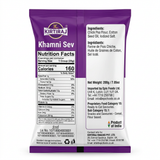 Kirtiraj Khammi Sev by Kirtiraj Indian Snacks — back view showing ingredients and product details, studio product photo on white background