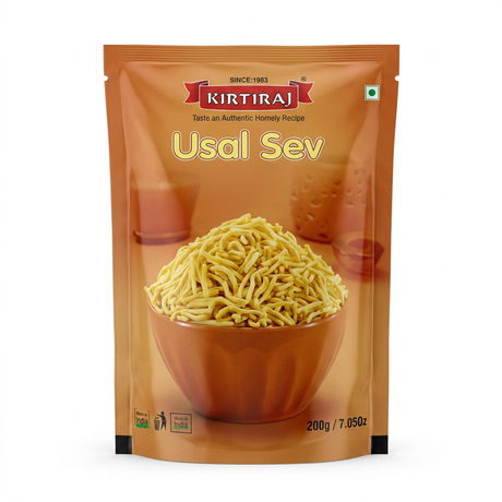 Kirtiraj Usal Sev by Kirtiraj Indian Snacks — front view showing product label and branding, studio product photo on white background