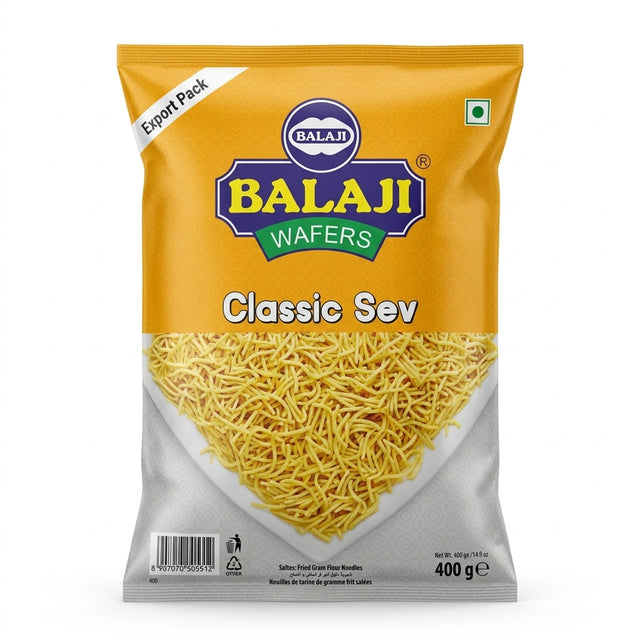 Balaji Classic Sev by Balaji Indian Snacks — front view showing product label and branding, studio product photo on white background