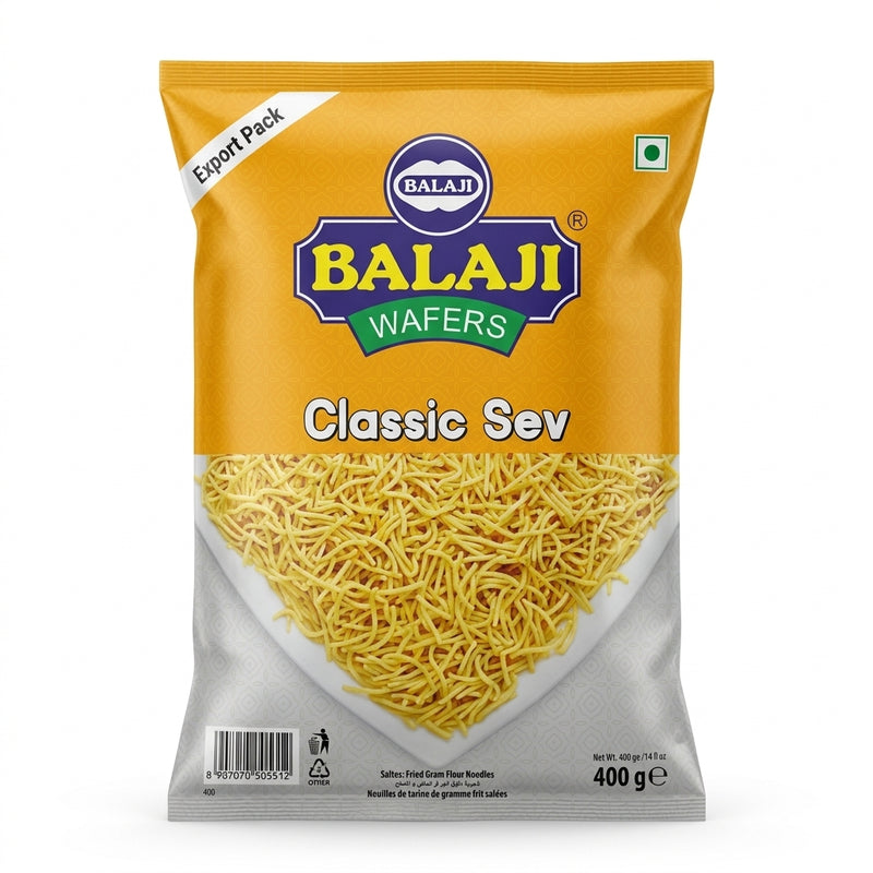 Balaji Classic Sev by Balaji Indian Snacks — front view showing product label and branding, studio product photo on white background