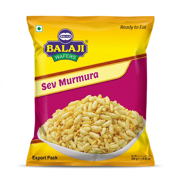 Balaji Sev Mamra by Balaji Indian Snacks — front view showing product label and branding, studio product photo on white background