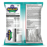 Balaji Bhel Mix by Balaji Indian Snacks — back view showing ingredients and product details, studio product photo on white background