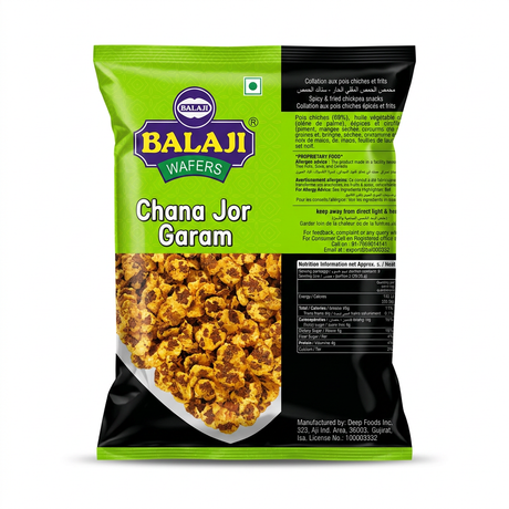 Balaji Chana Jor Garam by Balaji Indian Snacks — front view showing product label and branding, studio product photo on white background