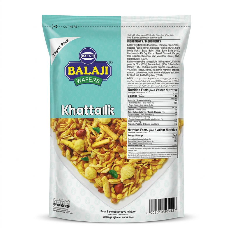 Balaji Khatta Meetha by Balaji Indian Snacks — front view showing product label and branding, studio product photo on white background