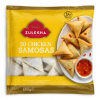 Zulekha Frozen Chicken Samosas by Zulekha Frozen — front view showing product label and branding, studio product photo on white background