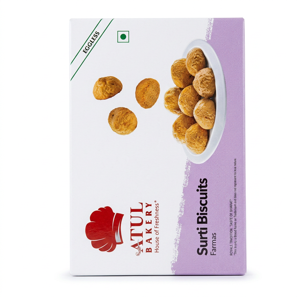Atul Bakery Surti Biscuits by Atul Bakery Biscuits & Bakery — front view showing product label and branding, studio product photo on white background