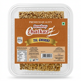 Bombay Chatkaz Till Chikki by Bombay Chatkaz Sweets Chikki and Candy — back view showing ingredients and product details, studio product photo on white background