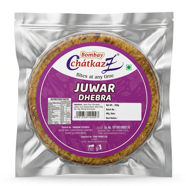 Bombay Chatkaz Jawar Dhebra 200g by Bombay Chatkaz Dry Fruits & Nuts — front view showing product label and branding, studio product photo on white background