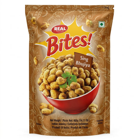 Real Sing Bhujia by Real Indian Snacks — front view showing product label and branding, studio product photo on white background