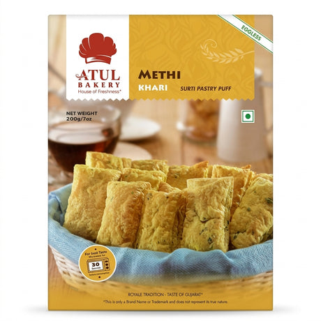 Atul Bakery Methi Khari by Atul Bakery Biscuits & Bakery — front view showing product label and branding, studio product photo on white background