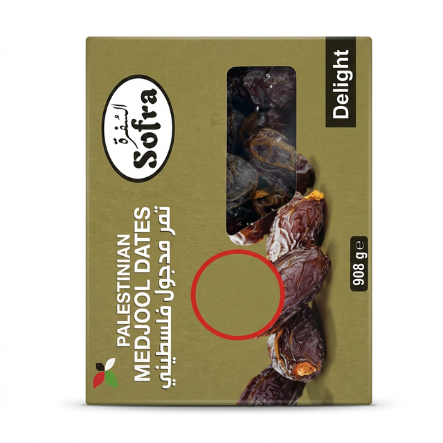 Sofra Palastinian Medjoul Dates by Sofra Dry Fruits & Nuts — front view showing product label and branding, studio product photo on white background