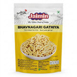 Jaimin Bhavnagari Gathiya by Jaimin Indian Snacks — front view showing product label and branding, studio product photo on white background