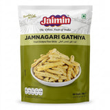 Jaimin Jamnagari Gathiya by Jaimin Indian Snacks — front view showing product label and branding, studio product photo on white background