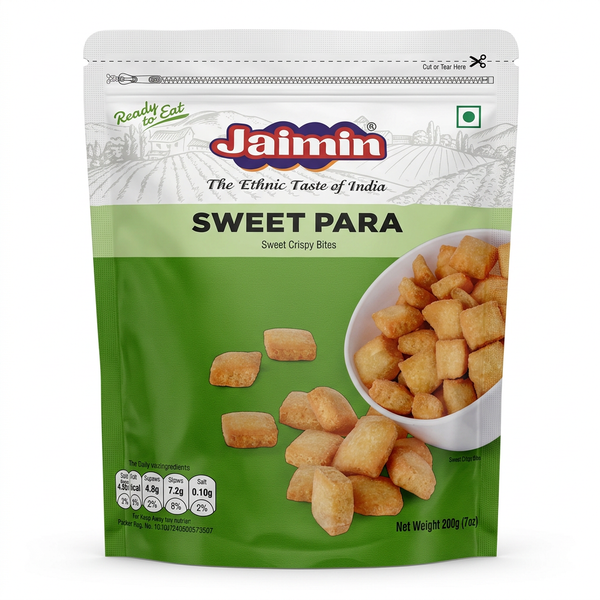 Jaimin Sweetpara by Jaimin Indian Snacks — front view showing product label and branding, studio product photo on white background