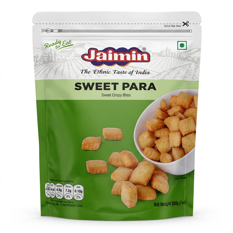 Jaimin Sweetpara by Jaimin Indian Snacks — front view showing product label and branding, studio product photo on white background