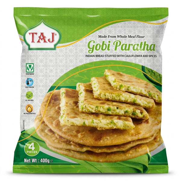 Taj Frozen Gobi Paratha by Taj Frozen — front view showing product label and branding, studio product photo on white background