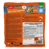 Haldirams Frozen Mix Veg Paratha by Haldirams Frozen — back view showing ingredients and product details, studio product photo on white background