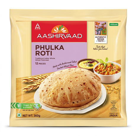 Aashirvaad Frozen Phulka Roti by Aashirvaad Frozen — front view showing product label and branding, studio product photo on white background