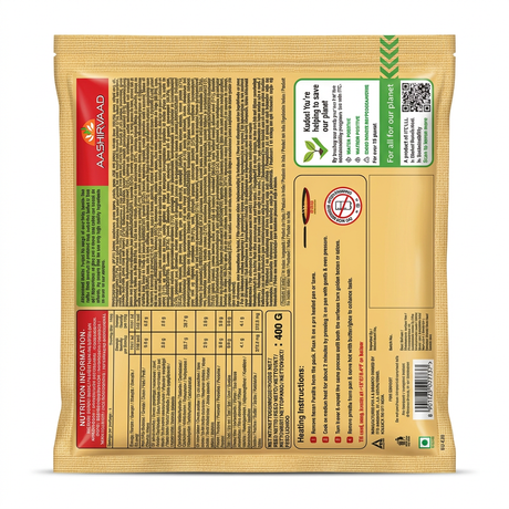 Aashirvaad Frozen Mix Veg Paratha by Aashirvaad Frozen — back view showing ingredients and product details, studio product photo on white background