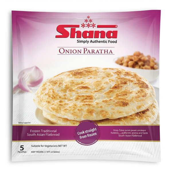 Shana Frozen Onion Paratha by Shana Frozen — front view showing product label and branding, studio product photo on white background