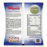 Shana Frozen Original (Plain) Paratha by Shana Frozen — back view showing ingredients and product details, studio product photo on white background