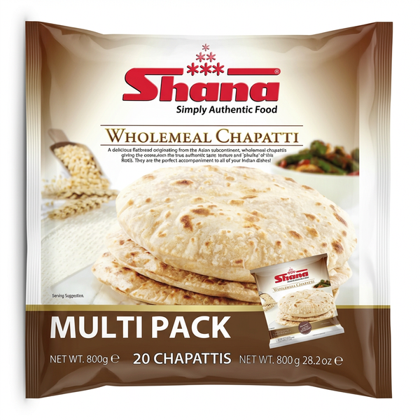 Shana Frozen Wholemeal Chapatti by Shana Frozen — front view showing product label and branding, studio product photo on white background