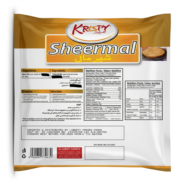 Krispy Delight Frozen Sheermal by Krispy Delight Frozen — back view showing ingredients and product details, studio product photo on white background