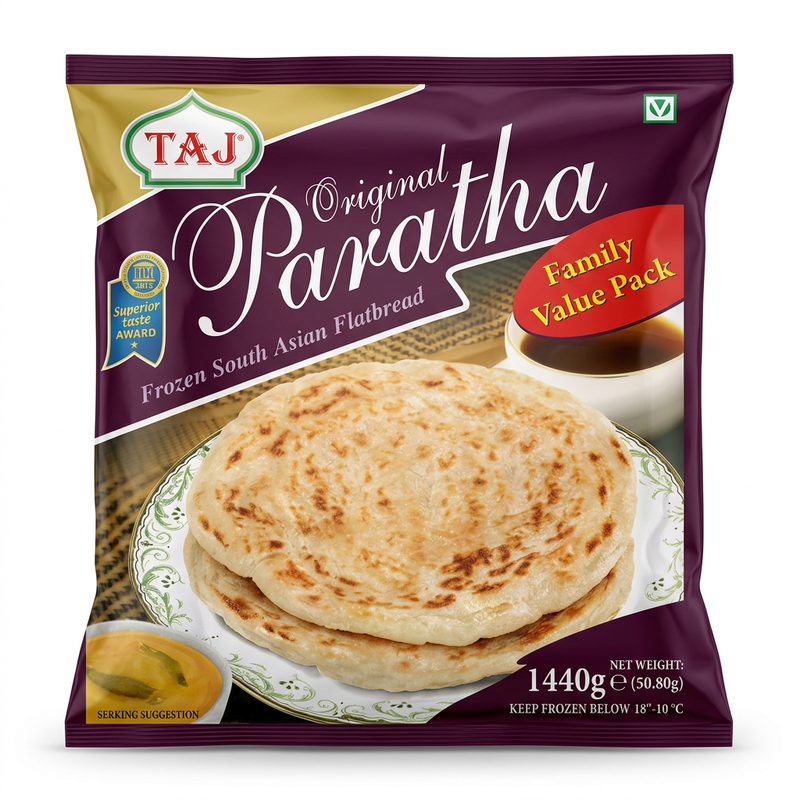 Taj Frozen Original Paratha by Taj Frozen — front view showing product label and branding, studio product photo on white background