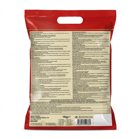 Crown Frozen Meat Charcoal Seekh Kebab by Crown Frozen — back view showing ingredients and product details, studio product photo on white background