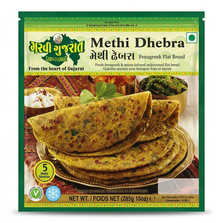 Garvi Gujarat Frozen Methi Dhebra by Garvi Gujarat Frozen — front view showing product label and branding, studio product photo on white background