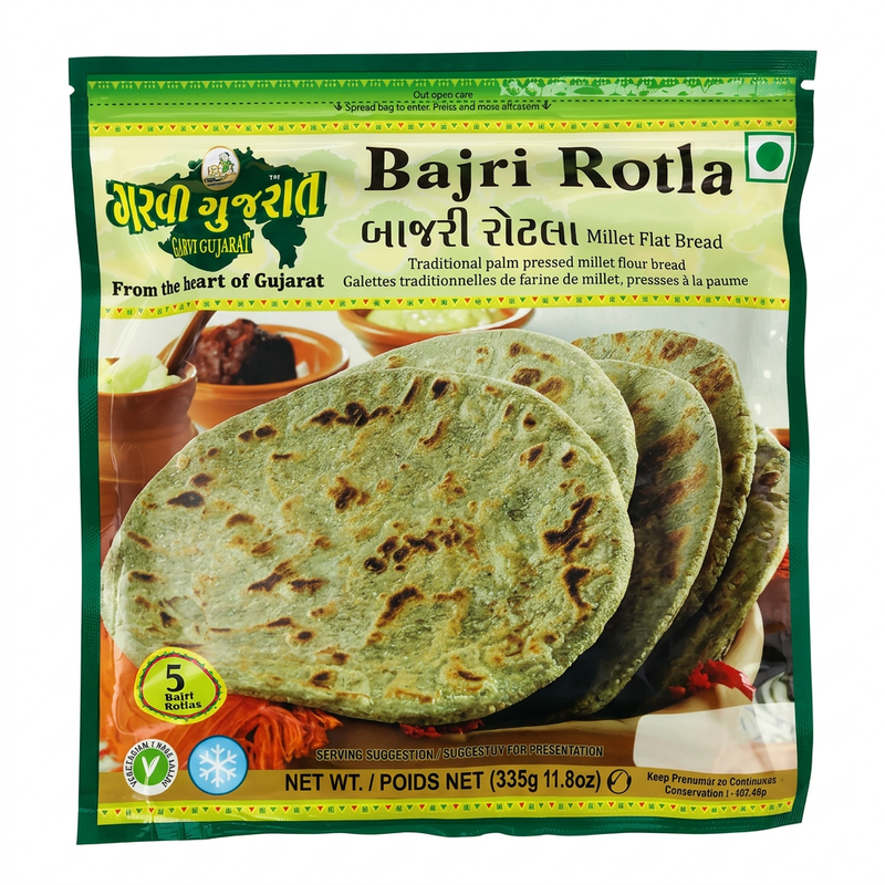 Garvi Gujarat Frozen Bajra Rotla by Garvi Gujarat Frozen — front view showing product label and branding, studio product photo on white background
