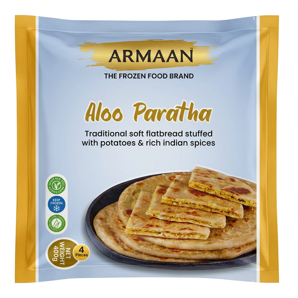 Armaan Frozen Aloo Paratha by Armaan Frozen — front view showing product label and branding, studio product photo on white background