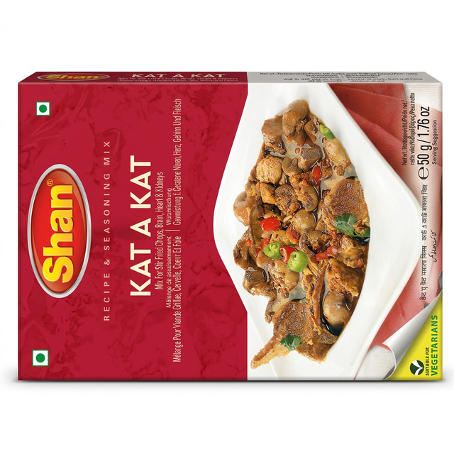 Shan Kata Kat Spice Mix by Shan Ground Spices — front view showing product label and branding, studio product photo on white background