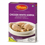 Shan White Korma Chicken Masala Mix by Shan Ground Spices — front view showing product label and branding, studio product photo on white background
