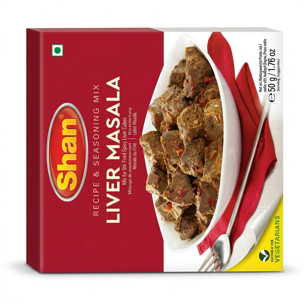 Shan Liver Masala Mix by Shan Ground Spices — front view showing product label and branding, studio product photo on white background