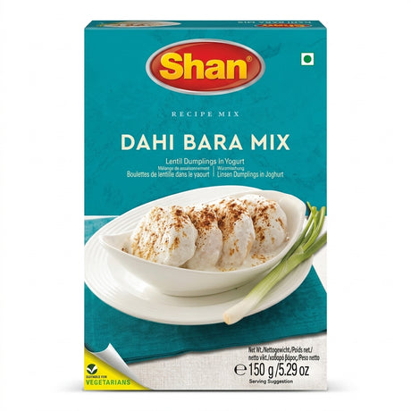 Shan Dahi Bara Mix by Shan Ground Spices — front view showing product label and branding, studio product photo on white background