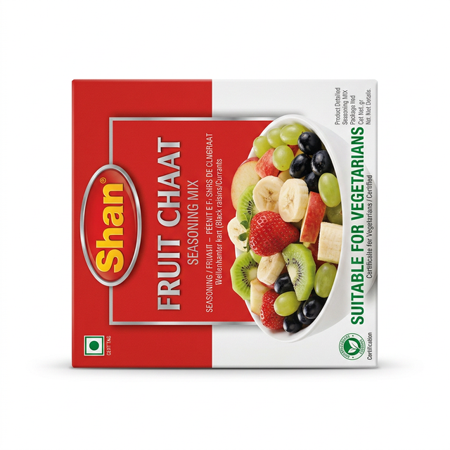 Shan Fruit Chat Masala Mix by Shan Ground Spices — front view showing product label and branding, studio product photo on white background