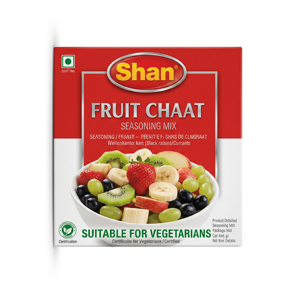 Shan Fruit Chat Masala Mix by Shan Ground Spices — front view showing product label and branding, studio product photo on white background