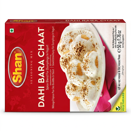Shan Dahi Bara Chat Masala by Shan Ground Spices — front view showing product label and branding, studio product photo on white background