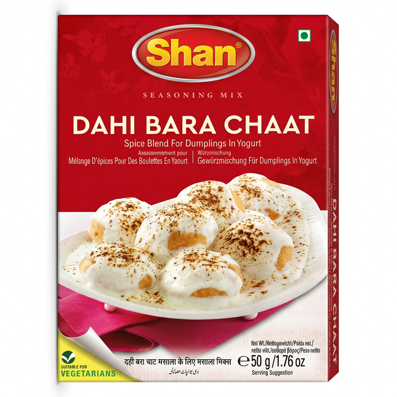 Shan Dahi Bara Chat Masala by Shan Ground Spices — front view showing product label and branding, studio product photo on white background