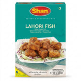 Shan Lahori Fish Masala Mix by Shan Ground Spices — front view showing product label and branding, studio product photo on white background