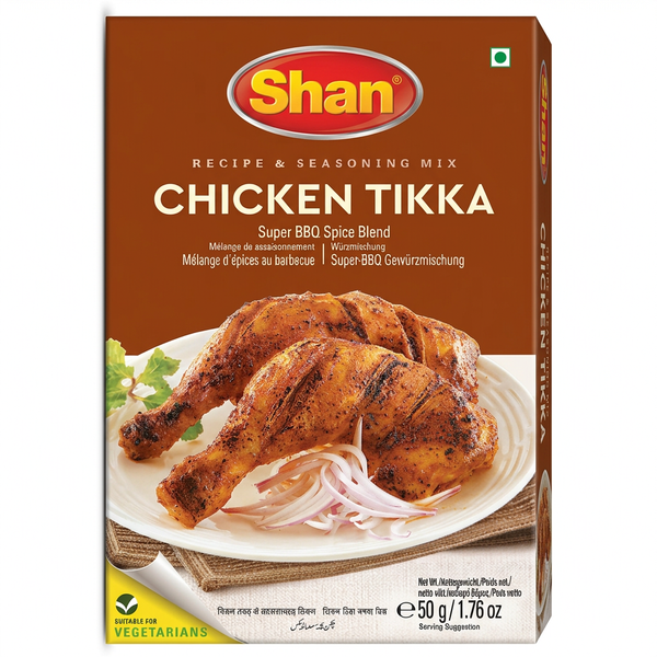 Shan Chicken Tikka Masala Mix by Shan Ground Spices — front view showing product label and branding, studio product photo on white background