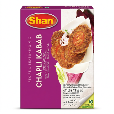 Shan Chappli Kebab Masala Mix by Shan Ground Spices — front view showing product label and branding, studio product photo on white background