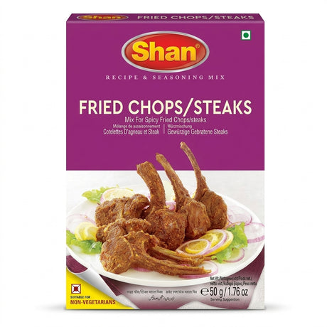 Shan Chops/Steaks Masala Mix by Shan Ground Spices — front view showing product label and branding, studio product photo on white background