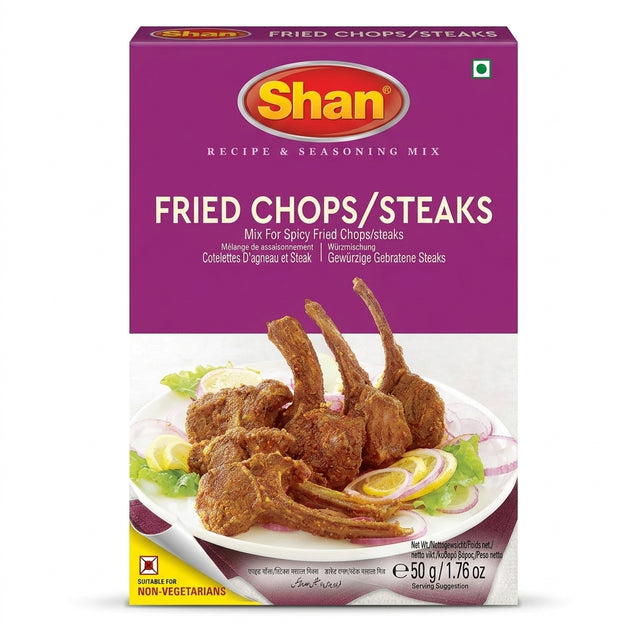 Shan Chops/Steaks Masala Mix by Shan Ground Spices — front view showing product label and branding, studio product photo on white background