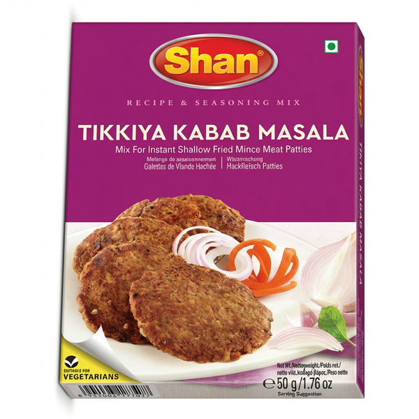 Shan Tikiya Kebab Masala Mix by Shan Ground Spices — front view showing product label and branding, studio product photo on white background